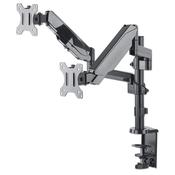 Manhattan Dual Desk Mount for TV &amp; Monitors (Full Motion Gas Spring), For screens 10" to 27", Clamp or Grommet Assembly, VESA compatibility: 75x75 and 100x100mm - check the dimensions of the four mounting holes on back of screen to ensure it fits, Max 8kg image