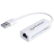 Manhattan USB-A Fast Ethernet Adapter, 10/100 Mbps Network, 480 Mbps (USB 2.0), Hi-Speed USB, RJ45, White, Three Year Warranty image