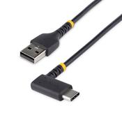 StarTech.com 3ft (1m) USB A to C Charging Cable Right Angle - Heavy Duty Fast Charge USB-C Cable - Black USB 2.0 A to Type-C - Rugged Aramid Fiber - 3A - USB Charging Cord image