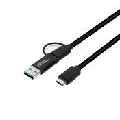 Microconnect USB3.1CCA1 USB cable USB 3.2 Gen 1 (3.1 Gen 1) 1 m USB C Black image