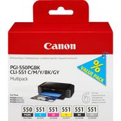 Canon 6496B005/PGI-550/CLI-551 Ink cartridge multi pack Bk,C,M,Y,Gy 7ml Pack=6 for Canon Pixma IP 8700/MG 6350/MG 7550 image