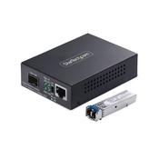 StarTech.com Single-Mode (SM) LC Fiber Media Converter for 10/100/1000 Networks, Standalone Gigabit Ethernet to Fiber Converter, 20km - TAA