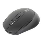 Manhattan MW6020 Wireless Mouse, Black, Adjustable 800/1200/1600dpi via top-mount push-button control, 2.4Ghz (effective range up to 10m), USB, Optical, Ambidextrous, Six Button with Scroll Wheel, USB-A nano receiver, AA battery (included) image