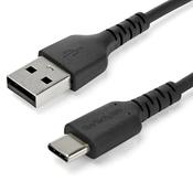 StarTech.com 1m USB A to USB C Charging Cable - Durable Fast Charge &amp; Sync USB 2.0 to USB Type C Data Cord - Rugged TPE Jacket Aramid Fiber M/M 3A Black - Samsung S10, iPad Pro, Pixel image
