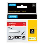 Dymo 1805416 Ribbon Vinyl white on red 12mmx5,5m for Dymo Rhino 6-12mm/19mm/24mm