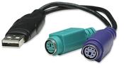 Manhattan USB-A to PS/2 Converter cable, 15cm, Male to Female, Black, Connects Two PS/2 Devices via One USB-A Port, Three Year Warranty, Equivalent to USBPS2PC.