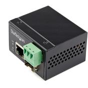 StarTech.com Industrial Fiber to Ethernet Media Converter - 100Mbps SFP to RJ45/Cat6 - Singlemode/Multimode Optical Fiber to Copper Network - 12-56V DC - IP-30/ -40 to +75C image