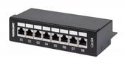 Intellinet Patch Panel, Cat6a, FTP, 8-Port, Desktop, Shielded, 90° Top-Entry Punch Down Blocks, Black image