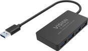 Vision TC-USBHUB4P interface hub USB 3.2 Gen 1 (3.1 Gen 1) Type-A 5 Mbit/s Black image