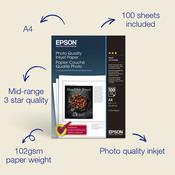 Epson A4 Photo Quality Inkjet Paper 102gsm, 100 sheets image