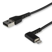 StarTech.com 3ft (1m) Durable USB A to Lightning Cable - Black 90° Right Angled Heavy Duty Rugged Aramid Fiber USB Type A to Lightning Charging/Sync Cord - Apple MFi Certified - iPhone image