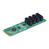 StarTech.com 4-Port M.2 to SATA Adapter Card, M.2 PCIe 3.0 to SATA HDD/SSD Expansion Card, ASM1064 Chipset, M.2 NVMe to 4x HDD/SSD for Windows/macOS/Linux image