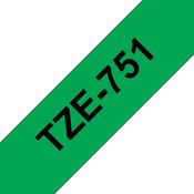 Brother TZE-751 DirectLabel black on green Laminat 24mm x 8m for Brother P-Touch TZ 3.5-24mm/HSE/36mm/6-24mm/6-36mm image