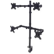 Manhattan Quad Desk Mount for TV &amp; Monitors, For screens 10" to 27", Stand or Clamp Assembly, VESA compatibility: 75x75 and 100x100mm - check the dimensions of the four mounting holes on back of screen to ensure it fits, Max 8kg (each), Black, Bracket image