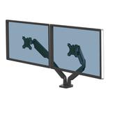 Fellowes Platinum Series Dual Monitor Arm - Monitor Mount for Two 8KG 40 Inch Screens - Adjustable Dual Monitor Desk Mount - Tilt 45° Pan 180° Swivel 360° Rotation 360°, VESA 75 x 75/100 x 100 - Black image