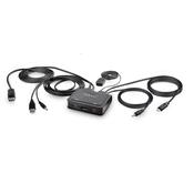 StarTech.com 2-Port Hybrid USB-C DisplayPort Cable KVM Switch, 4K 60Hz, Compact KVM with 6ft/1.8m USB-A/DisplayPort/Audio &amp; 4ft/1.2m USB-C Integrated Host Cables, Bus Powered - Remote Push Button/Hotkey Switching image