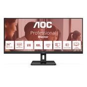 AOC U34E2M computer monitor 86.4 cm (34") 3440 x 1440 pixels Wide Quad HD Black image