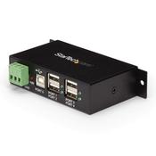 StarTech.com 4-Port USB 2.0 Hub - Metal Industrial USB-A Hub - Din Rail, Wall or Desk Mountable USB Data Hub - TAA Compliant USB Expander Hub image