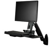 StarTech.com Wall Mount Workstation - Articulating Full Motion Standing Desk with Ergonomic Height Adjustable Monitor &amp; Keyboard Tray Arm - Mouse &amp; Scanner Holders - Single VESA Display