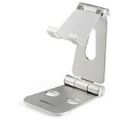 StarTech.com Phone and Tablet Stand - Foldable Universal Mobile Device Holder for Smartphones &amp; Tablets - Adjustable Multi-Angle Ergonomic Cell Phone Stand for Desk - Portable - Silver
