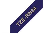 Brother TZE-RN34 DirectLabel gold on Navy blue non adhesive textil 12mm x 4m for Brother P-Touch TZ 3.5-18mm/6-12mm/6-18mm/6-24mm/6-36mm image