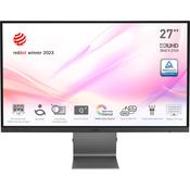 MSI Modern MD271UL 27 Inch Monitor, UHD (3840 x 2160), 60Hz, IPS, 4ms, Adaptive-Sync, 2x HDMI, DisplayPort, USB Type-C, Anti-Glare, Anti-Flicker, Less Blue light, TÜV Certified, Kensington, Grey image