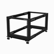 StarTech.com 4-Post 8U Mobile Open Frame Server Rack, Four Post 19in Network Rack with Wheels, Small Rolling Rack with Adjustable Depth for Computer/AV/Data/IT Equipment - Casters, Leveling Feet or Floor Mounting image