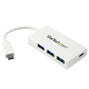 StarTech.com 4 Port USB C Hub with 1x USB-C &amp; 3x USB-A Ports (SuperSpeed 5Gbps) - USB Bus Powered - Portable/Laptop USB 3.0 Adapter Hub - USB 3.1 Gen 1/USB 3.2 Gen 1 Type-C Hub - White~4 Port USB C Hub with 1x USB-C &amp; 3x USB-A Ports (SuperSpeed 5Gbps) - U image