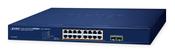 PLANET 16P Sw Gb PoE+ SFP 250W Unmanaged Gigabit Ethernet (10/100/1000) Power over Ethernet (PoE) Blue image