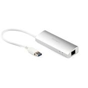StarTech.com 3-Port Portable USB 3.0 Hub plus Gigabit Ethernet - Built-In Cable~3-Port Portable USB 3.0 Hub plus Gigabit Ethernet - 5Gbps - Built-In Cable image