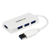 StarTech.com Portable 4 Port SuperSpeed Mini USB 3.0 Hub - White~Portable 4 Port SuperSpeed Mini USB 3.0 Hub - 5Gbps - White image