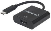 Manhattan USB-C to DisplayPort 1.2 Cable, 4K@30Hz, 21cm, Male to Female, Black, Lifetime Warranty image