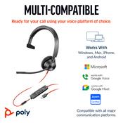 HP Poly Blackwire 3315 Monaural USB-C Headset +3.5mm Plug +USB-C/A Adapter image