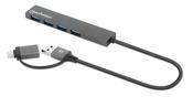 Manhattan USB-C &amp; USB-A Combo Dock/Hub, Ports (4): USB-A (x4), 5 Gbps (USB 3.2 Gen1 aka USB 3.0), USB powered (no external power supply required), Cable 25cm image