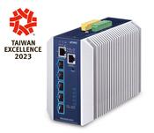PLANET Industrial Layer 3 5-Port Managed L3 10G Ethernet (100/1000/10000) Aluminium, Blue image