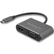 StarTech.com USB-C to VGA and HDMI Adapter - 2-in-1 - 4K 30Hz - Space Grey image