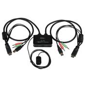StarTech.com 2 Port USB HDMI Cable KVM Switch with Audio and Remote Switch – USB Powered image