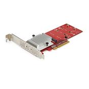 StarTech.com Dual M.2 PCIe SSD Adapter Card - x8 / x16 Dual NVMe or AHCI M.2 SSD to PCI Express 3.0 - M.2 NGFF PCIe (M-Key) Compatible - Supports 2242, 2260, 2280 - JBOD - Mac &amp; PC image