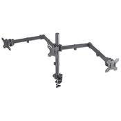 Manhattan Triple Desk Mount for TV &amp; Monitors, For screens: 10" to 27", Clamp Assembly, VESA compatibility: 75x75 and 100x100mm - check the dimensions of the four mounting holes on back of screen to ensure it fits, Max 7kg (each), Black, Bracket, Lifetime image