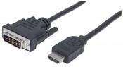 Manhattan HDMI to DVI-D 24+1 Cable, 2m, Male to Male, Black, Dual Link, Compatible with DVD-D, Lifetime Warranty, Equivalent to HDDVIMM2M image