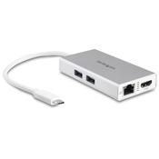 StarTech.com USB-C Multiport Adapter - USB-C Travel Docking Station w/ 4K HDMI - 60W Power Delivery Pass-Through, GbE, 2pt USB-A 3.0 Hub - Portable Mini USB Type-C Dock for Laptop - White image