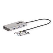 StarTech.com USB-C Multiport Adapter w/Attached USB-C to USB-A Dongle, Dual HDMI (4K30Hz/1080p60Hz), 3x USB-A 5Gbps, Mini Travel Dock, Laptop Docking Station, 1.3ft/40cm Cable image