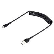 StarTech.com 50cm (20in) USB to Lightning Cable, MFi Certified, Coiled iPhone Charger Cable, Black, Durable TPE Jacket Aramid Fiber, Heavy Duty Coil Lightning Cable image