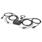 StarTech.com 2 Port DisplayPort KVM Switch - 4K 60Hz - Compact Dual Port UHD DP 1.2 USB Desktop KVM Switch with 4ft Cables &amp; Audio - Bus Powered &amp; Remote Switching - MacBook ThinkPad image