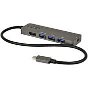 StarTech.com USB C Multiport Adapter - USB-C to HDMI 2.0b 4K 60Hz (HDR10), 100W Power Delivery Pass-Through, 4-Port USB 3.0 Hub - USB Type-C Mini Dock - 12" (30cm) Long Attached Cable image