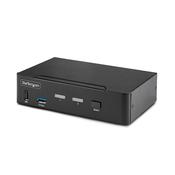 StarTech.com 2-Port DisplayPort KVM Switch, 8K 60Hz / 4K 144Hz, Single Display, DP 1.4, 2x USB 3.0 Ports, 4x USB 2.0 HID Ports, Push-Button &amp; Hotkey Switching, TAA Compliant - OS Independent, Metal Housing image
