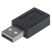 Manhattan USB-C to USB-A Adapter, Female to Male, 480 Mbps (USB 2.0), Hi-Speed USB, Black, Lifetime Warranty image