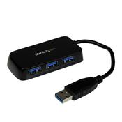 StarTech.com Portable 4 Port SuperSpeed Mini USB 3.0 Hub - Black~Portable 4 Port SuperSpeed Mini USB 3.0 Hub - 5Gbps - Black image
