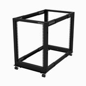 StarTech.com 4-Post 15U Mobile Open Frame Server Rack, Four Post 19" Network Rack with Wheels, Rolling Rack with Adjustable Depth for Computer/AV/Data/IT Equipment - Casters, Leveling Feet or Floor Mounting image