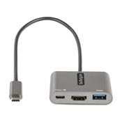 StarTech.com USB C Multiport Adapter, USB-C to HDMI 4K Video, 100W PD Pass-Through, USB 3.0 Hub 5Gbps (1xType-C/1xA), USB-C Mini Dock, USB-C Travel Dock, Portable Laptop Docking Station image